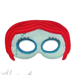 Doll Girl Mask Embroidery Design, doll mask, machine embroidery, ITH mask, in the hoop mask, embroidered mask, halloween mask, toy, puppet