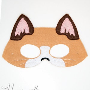 Patch Cat Mask Embroidery Design, kitty mask, machine embroidery, ITH mask, in the hoop mask, embroidered mask, 5x7, 6x10, cats, cat mask