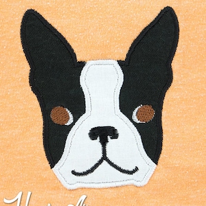 Boston Terrier Applique Embroidery Design, boston terrier applique, machine embroidery, applique, dog applique, boston embroidery design