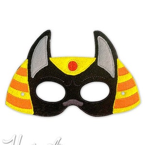 Anubis Mask Embroidery Design, Anubis mask, machine embroidery, ITH mask, in the hoop mask, embroidered mask, 5x7, 6x10, Egyptian mask, dog