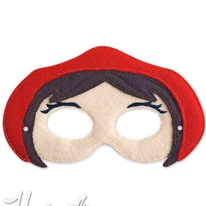 Little Red Riding Hood Mask Embroidery Design, little red mask, machine embroidery, ITH mask, in the hoop mask, embroidered mask, 5x7, 6x10