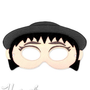 Goth Girl Mask Embroidery Design, gothic mask, machine embroidery, ITH mask, in the hoop mask, embroidered mask, 5x7, 6x10, character, goth