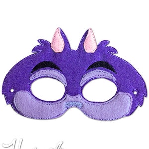 Cheshire Mask Embroidery Design, Cheshire mask, machine embroidery, ITH mask, in the hoop, embroidered mask, 5x7, 6x10, Cheshire, wonderland