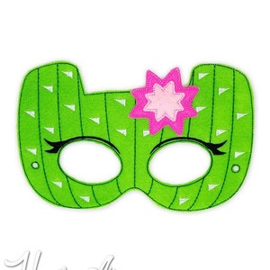 Cactus Mask Embroidery Design, cactus mask, machine embroidery, ITH mask, in the hoop mask, embroidered mask, 5x7, 6x10, desert mask, flower