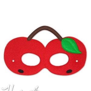 Cherry Mask Embroidery Design, cherry mask, machine embroidery, ITH mask, in the hoop mask, embroidered mask, 5x7, 6x10, cherry costume