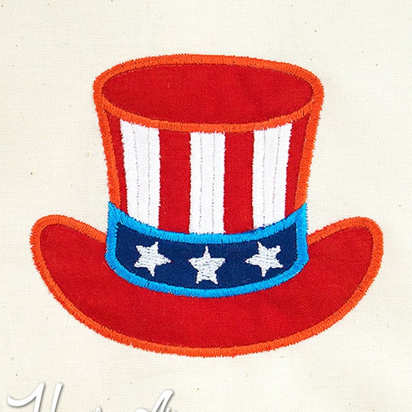 Patriotic Hat Applique Embroidery Design, hat applique, 4th of july applique, machine embroidery, applique, independence day, america, usa