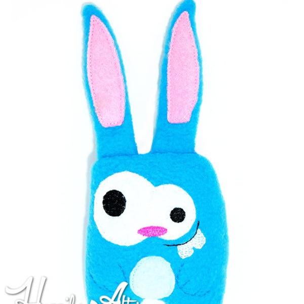 Silly Bunny Stuffie borduurwerk ontwerp, bunny knuffeldier, bunny machine borduurwerk, ITH plushie, in de hoepel, gevuld, bunny softie, schattig