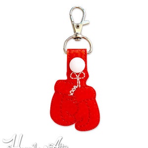 Boxing Gloves Snap Tab Keychain Embroidery Design, boxing keychain, sports, keychain embroidery, glove machine embroidery, ITH, in the hoop