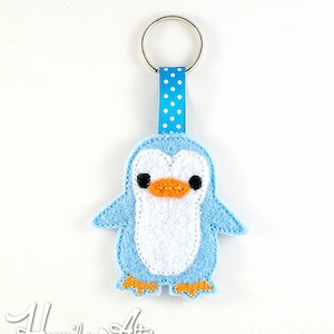 Penguin Keychain Embroidery Design, kawaii, penguin, keychain embroidery, machine embroidery, ITH, in the hoop, penguin embroidery, cute