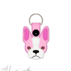 Boston Terrier Snap Registerkarte Schlüsselanhänger Stickmuster, Hund Registerkarte, Boston Terrier, Schlüsselanhänger Stickerei, Hund Stickmaschine ITH, in den Reifen