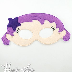 Purple Mermaid Mask Embroidery Design, mermaid mask, machine embroidery, ITH mask, in the hoop, embroidered mask, 5x7, 6x10,mermaids,costume