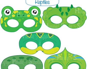 Reptielen afdrukbare maskers, hagedismasker, schildpad, alligator, kameleon, kikker, slang, krokodil, hagedis, reptielen, maskers, schildpadmasker, alligator