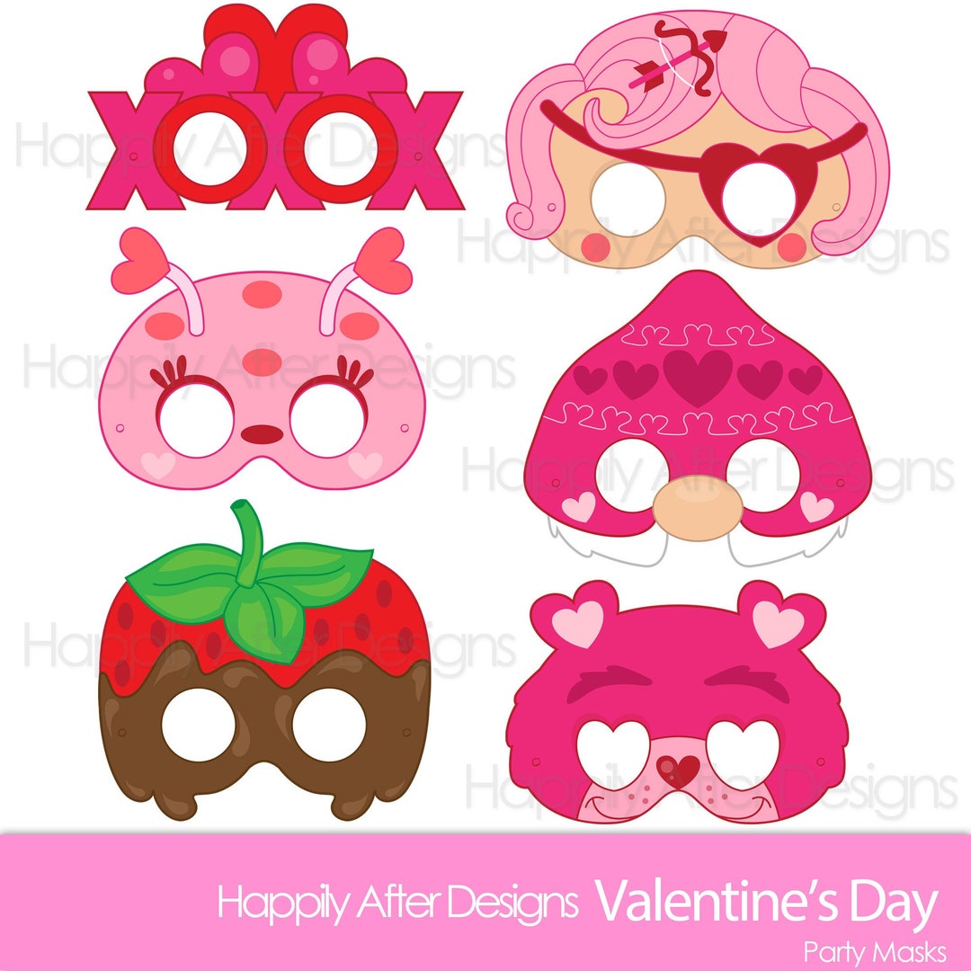 Valentine's Printable Masks - Bug Mask - Bear Mask - Gnome Valentine's Printable Masks - Bug Mask - Bear Mask - Gnome