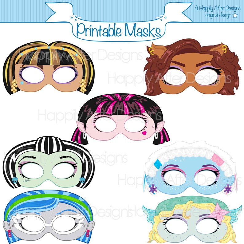 Monster Girls Printable Masks Printable Masks Monster Masks | Etsy