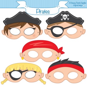 Pirate Mask, Paper Masks, Pirate Party Ideas, Party Paper, Printable Mask, DIY Paper Project, Boy and Girl