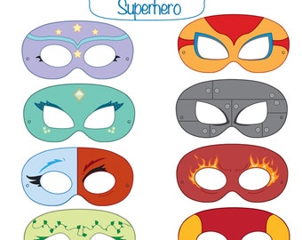 Superhero Printable Party Masks, superhero masks, hero masks, printable superhero, superhero party, villain, hero costume, superheroes, hero