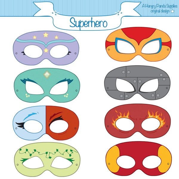 Superhero Printable Party Masks, superhero masks, hero masks, printable superhero, superhero party, villain, hero costume, superheroes, hero