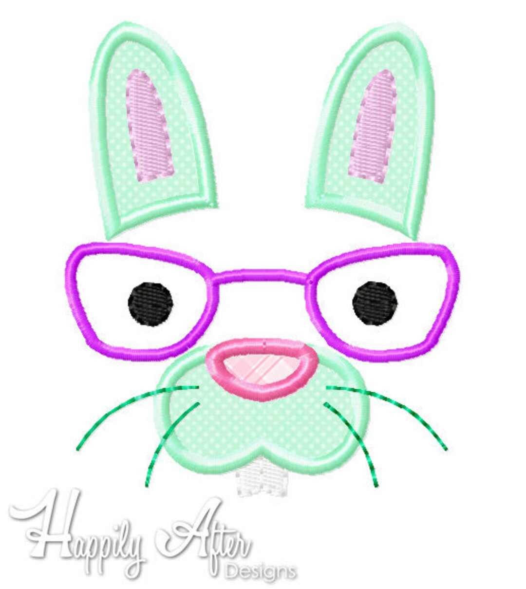 Geeky Rabbit Applique Embroidery Design, Bunny Applique, Easter ...