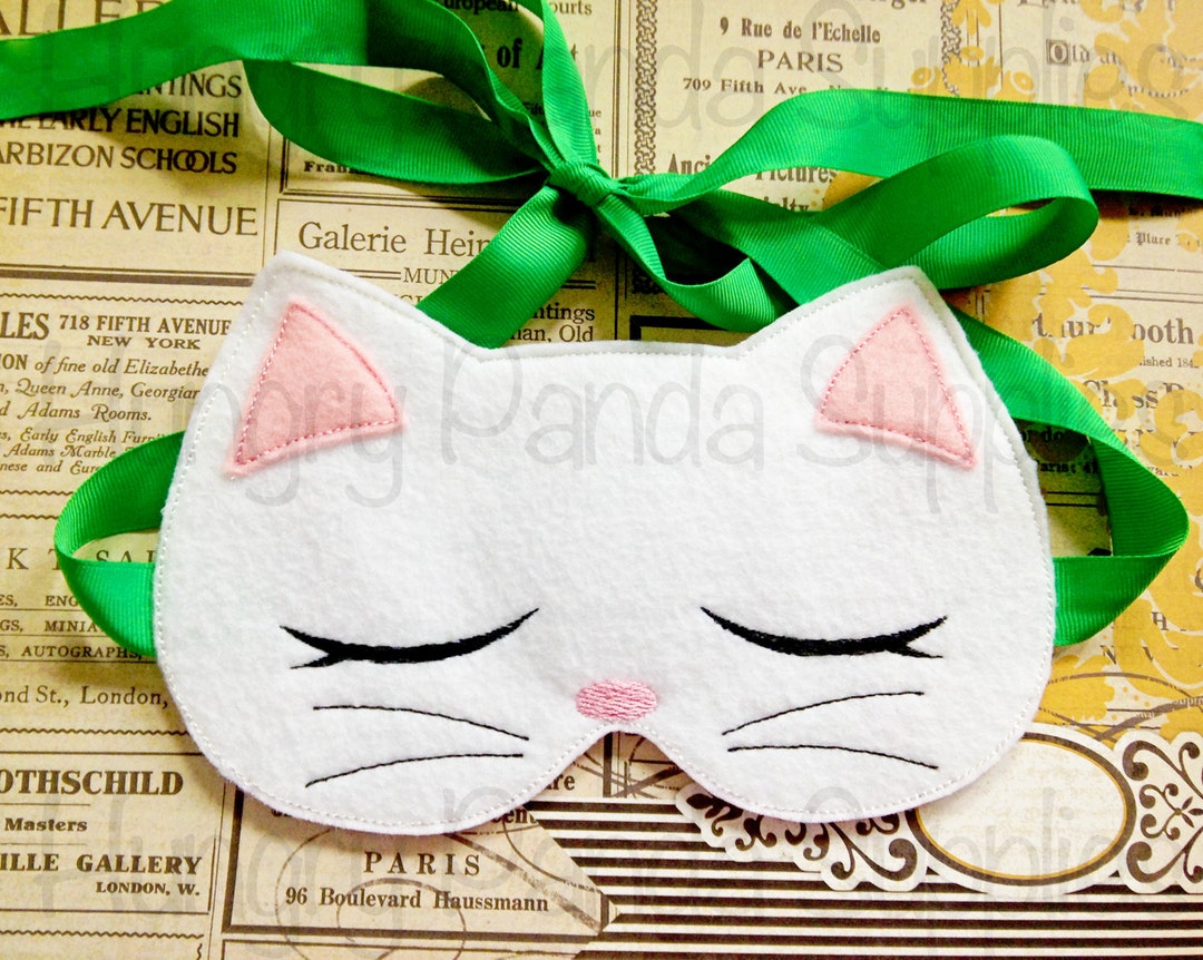 Kitty Cat Sleep Mask Embroidery Design, Sleep Mask, Machine Embroidery