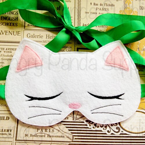 Kitty Cat Sleep Mask Embroidery Design Sleep Mask Machine Etsy