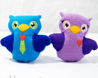 Love Owls Stuffies Embroidery Designs, owl stuffy, machine embroidery, ITH plushie, in the hoop, owl stuffed, couple, 4x4, valentine