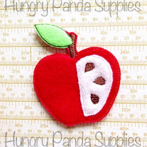 Apple Feltie Embroidery Design, apple feltie, teacher feltie, machine embroidery, ITH, in the hoop, 4x4, apple embroider, school feltie