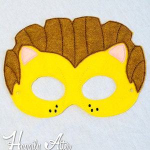 Lion Mask Embroidery Design, lion mask, machine embroidery, ITH mask, in the hoop, embroidered mask, 5x7, 6x10, lion costume, safari, jungle