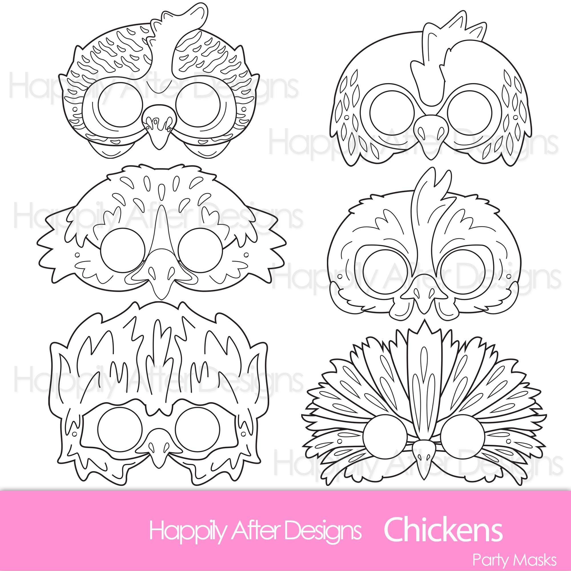 Chicken Breed Printable Coloring Masks - Chicken Mask - Ameraucana -…