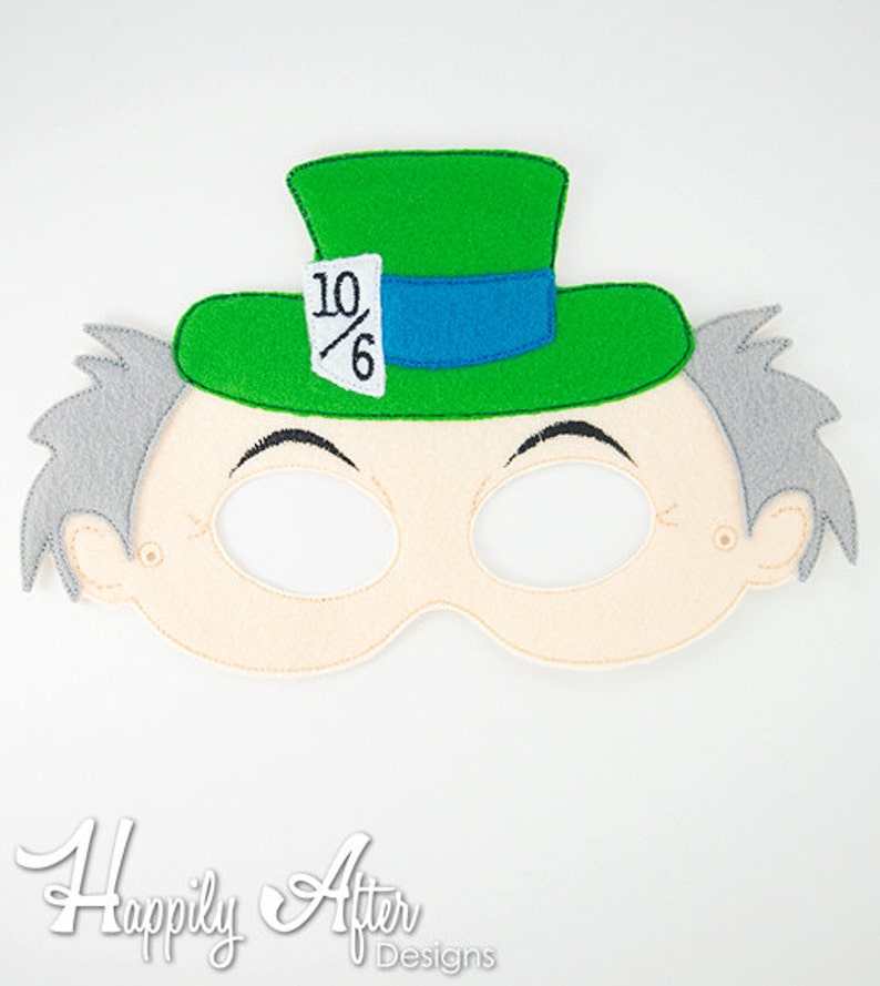 Mad Hatter Mask Embroidery Design Alice in Wonderland Mask Etsy Canada
