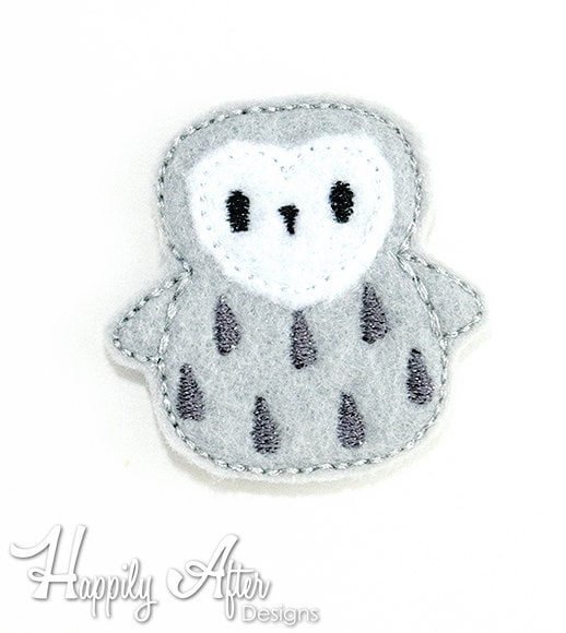Snow Owl Feltie Embroidery Design, owl feltie, machine embroidery, ITH, in the hoop, 4x4, owl embroi