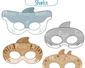 Sharks Printable Masks Shark Mask Tiger Shark Greate White - Etsy