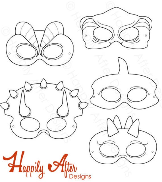 Dinosaurs Printable Coloring Masks Dinosaur Masks Etsy