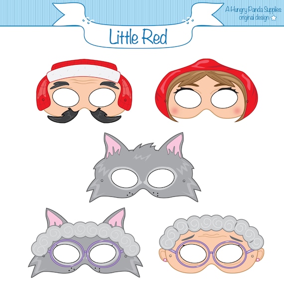 Little Red Riding Hood Printable Masks Red Riding Hood Wolf Etsy