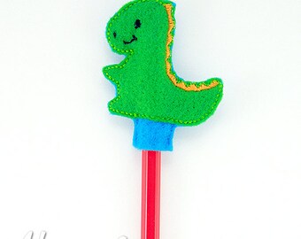 Dinosaur Pencil Topper Embroidery Design, dino, pencil topper, machine embroidery, ITH, in the hoop, 4x4, ith embroidery, trex, dinosaur