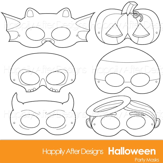 Maschere da colorare stampabili di Halloween, costume di Halloween,  Halloween stampabile, maschera da pipistrello, mais caramellato, angelo,  scheletro, diavolo, jackolantern, carino -  Italia