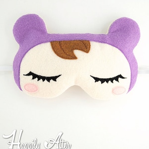 Sleeping Cutie Sleep Mask Embroidery Design, kawaii sleep mask, machine embroidery, ITH mask, in the hoop mask, embroidery sleep, 5x7, 6x10