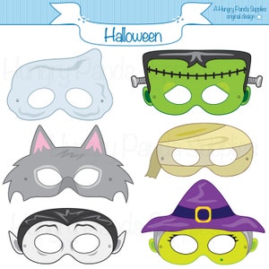 Halloween Masks, halloween costume, halloween printable, monster masks, witch mask, ghost mask, werewolf, vampire, mummy, frankenstein mask