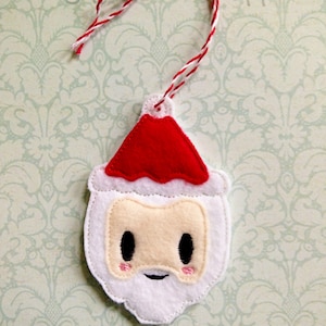 Santa Claus Feltie Embroidery Design, christmas feltie, santa feltie, machine embroidery, ITH, in the hoop, 4x4, christmas embroidery