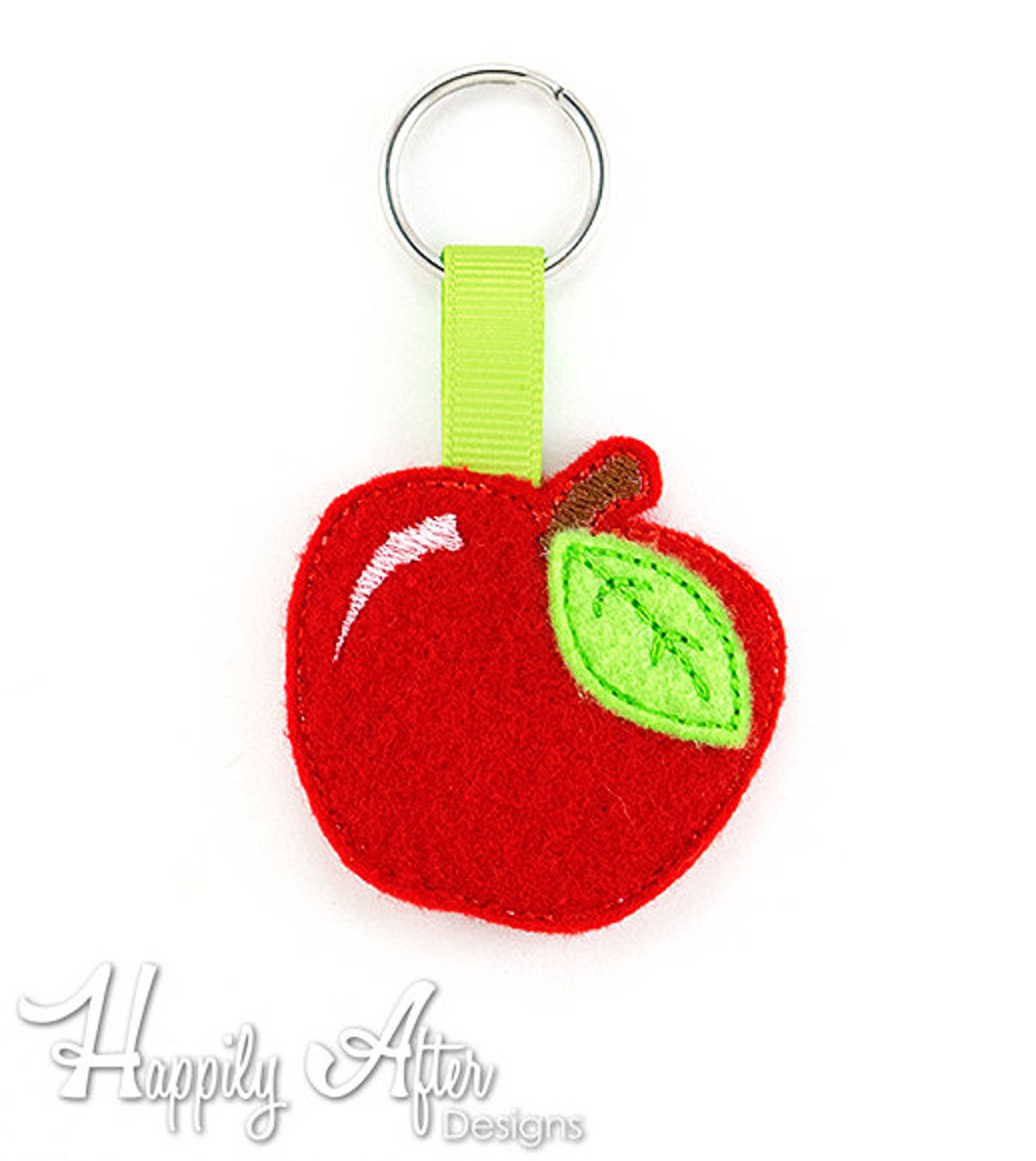 Apple Keychain Embroidery Design Fruit Apple Keychain Etsy