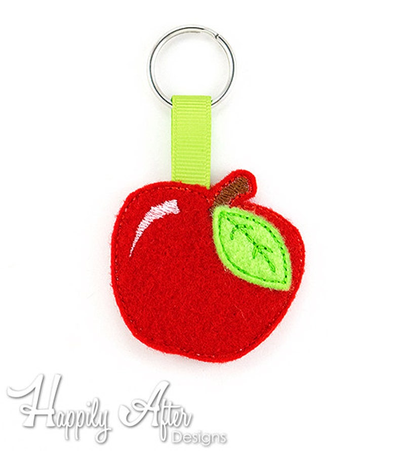 Apple Keychain Embroidery Design Fruit Apple Keychain Etsy