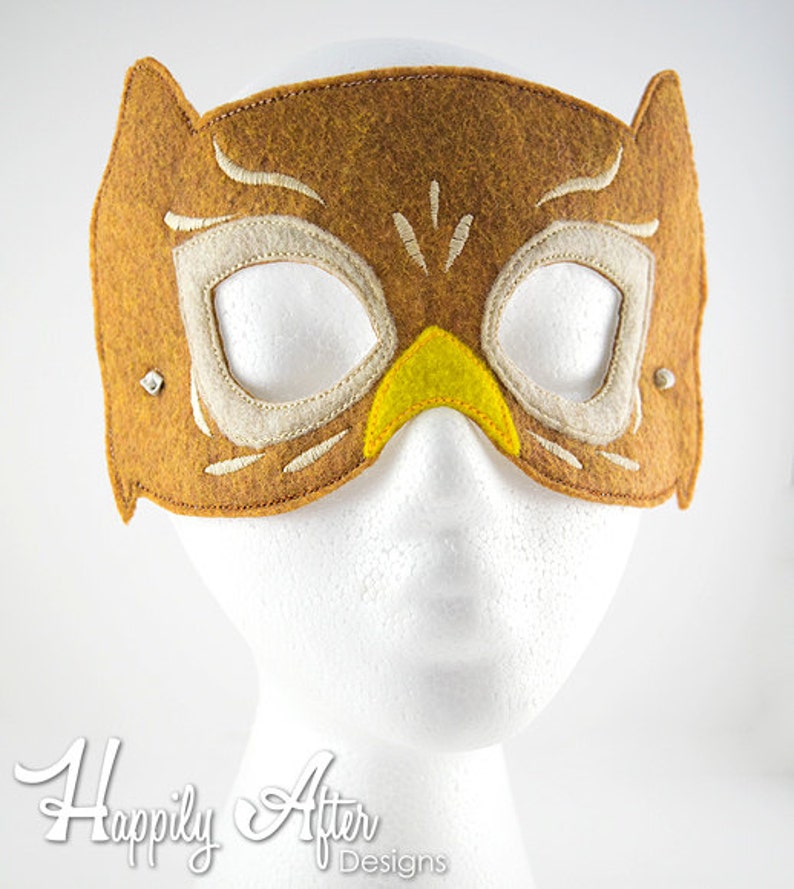 Masque de grand-duc Design de broderie de masque, masque de hibou, la Chouette machine broderie, masque ITH, dans l'arceau, Hibou, brodé de masque, 5 x 7, 6 x 10 image 2