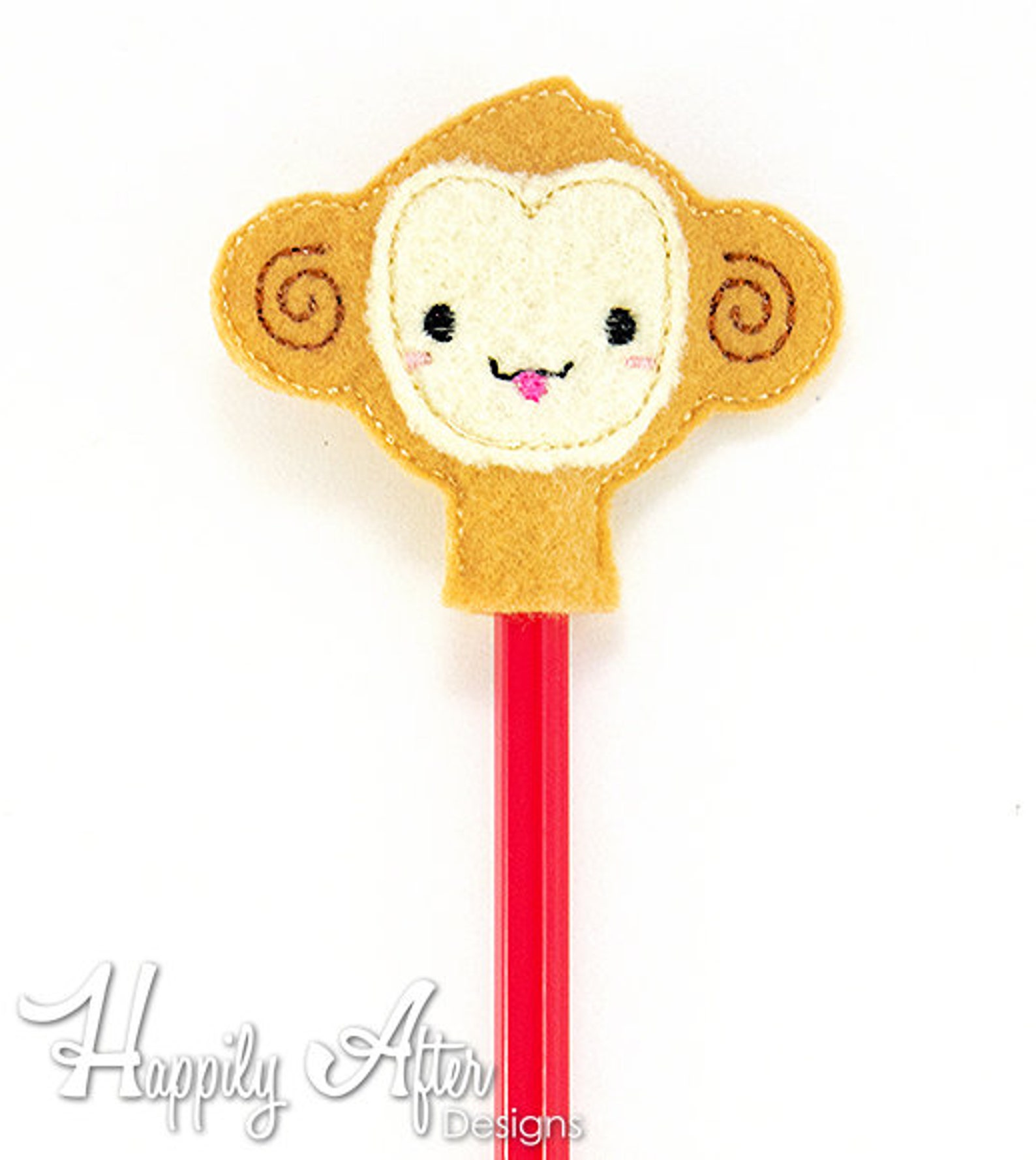 Monkey Pencil Topper Embroidery Design Monkey Pencil Topper Etsy