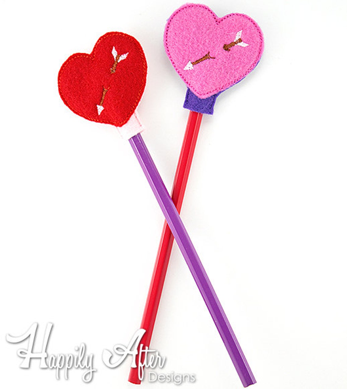 Heart Pencil Topper Embroidery Design Hearts Pencil Topper Etsy
