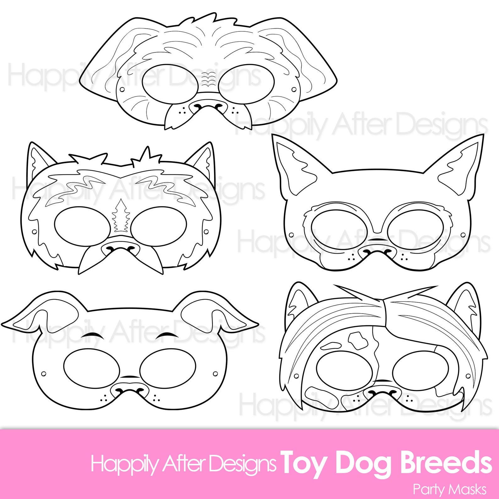Toy Dog Breed Printable Coloring Masks, Chihuahua Mask, Chinese Crested ...