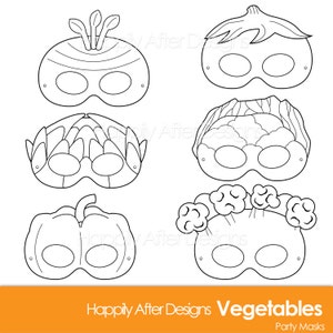 Vegetable Printable Coloring Masks, carrot mask, broccoli, artichoke, cauliflower, eggplant, veggie mask, vegetables, pepper, printable mask