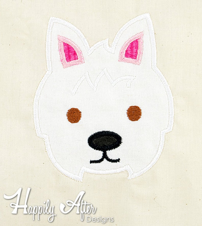 Westie Applique Embroidery Design, dog applique, west highland terrier applique, machine embroidery, dog embroidery, westie embroidery, dog image 1