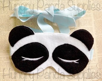 Panda Sleep Mask Embroidery Design, sleep mask, machine embroidery, ITH mask, in the hoop mask, embroidery sleep mask, 5x7, 6x10