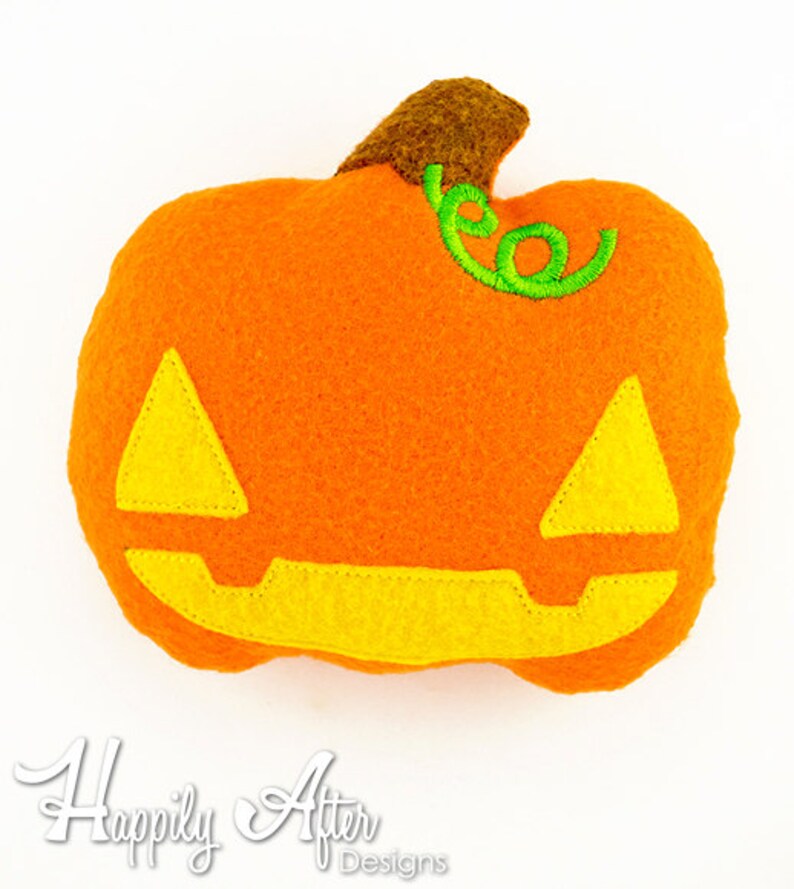 Pumpkin Stuffie Embroidery Design, jackolantern, halloween, pumpkin machine embroidery, ITH plushie, in the hoop, ith, stuffed pumpkin image 2