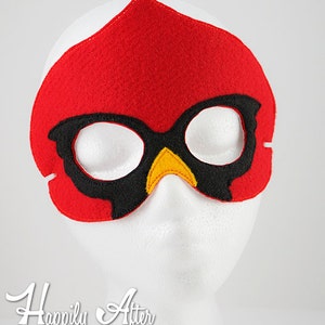 Cardenal aves máscara diseño del bordado, máscara de pájaro, bordado de máquina, máscara ITH, en el aro de la máscara, máscara bordada, 5 x 7, 6 x 10, cardenal imagen 2
