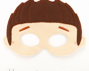 Spikey Hair Boy Mask Embroidery Design, boy mask, machine embroidery, ITH mask, in the hoop mask, embroidered mask, felt mask design, boy